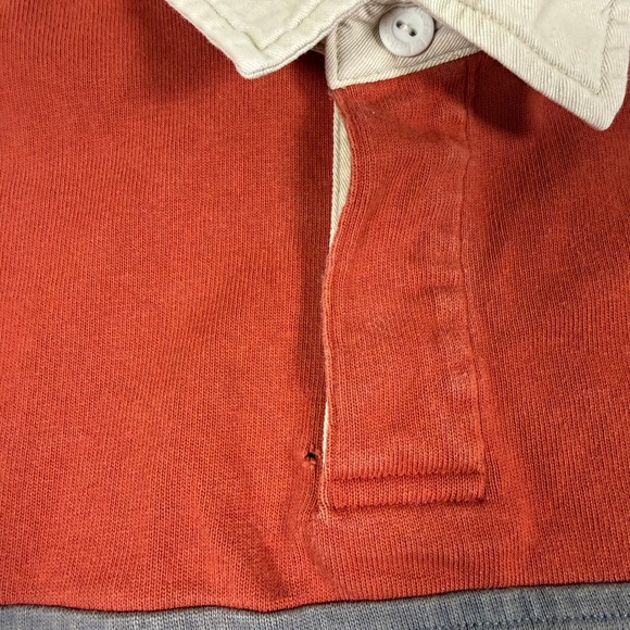 LL Bean Signature Mens Rugby Shirt Slim Fit Red Grey Colorblock Cotton 509435 S - Picture 5 of 10